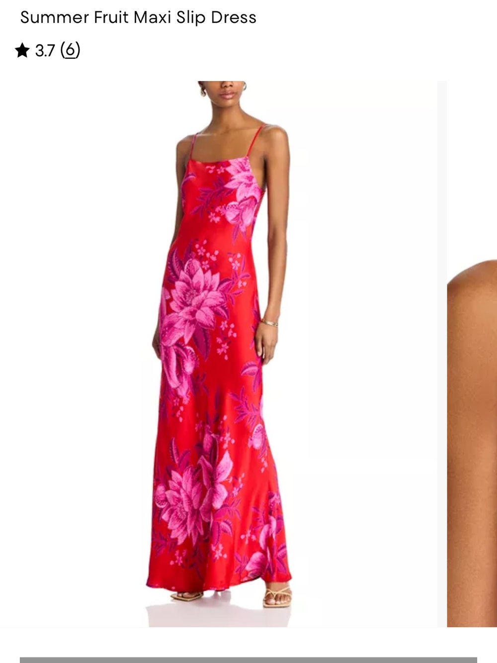 Farm Rio Summer Fruit Maxi Slip Dress - Red with Pink Floral